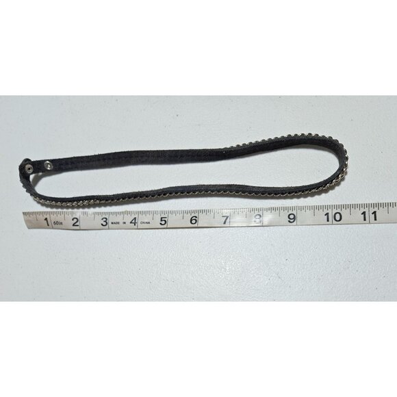 Goth Black Leather Silver Tone Chain Adjustable Snap Necklace Steampunk Jewelry - Picture 4 of 5